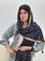 شال مخمل پارت سرمه ای (1460) - Image 8