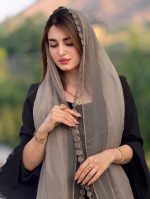 شال حریر شیفون دور گل ترک(1530) - Image 6