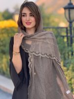 شال حریر شیفون دور گل ترک(1530) - Image 6