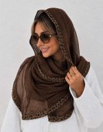 شال حریر پلیسه دور پلنگی وارداتی(1510) - Image 3