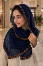 شال حریر پلیسه دور پلنگی وارداتی(1510) - Image 5